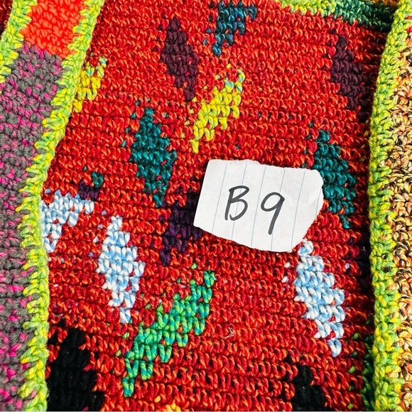 Shoulder Bucket Bag Red Crocheted Design Hippie Boho Purse Aztec Crossbody - Picture 12 of 12